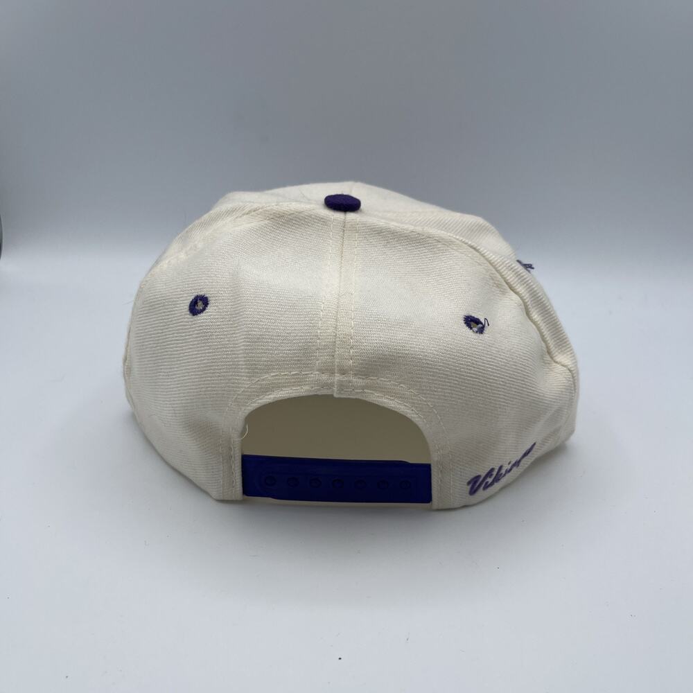 Vintage AJD Minnesota Vikings Hat Snapback Cap Purple‎ White Football NFL Nice - Picture 6 of 11